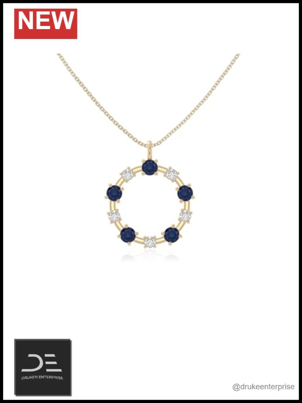 Circle of Life Pendant Necklace with Sapphire & Moissanite in Silver/Gold